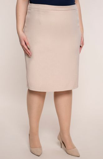 Smėlio spalvos klasikinis lininis sijonas