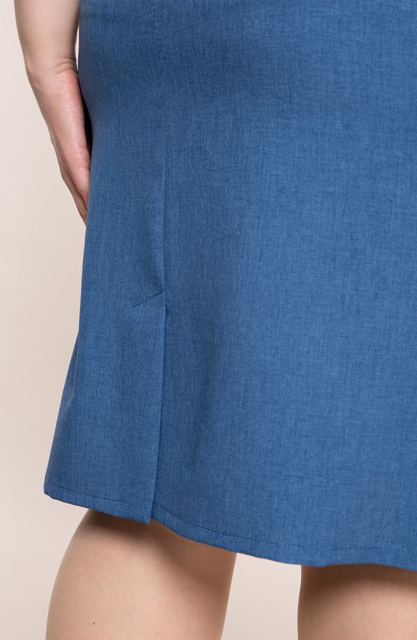 Mėlynas klasikinis lininis sijonas