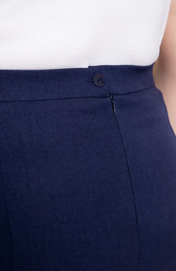 Tamsiai mėlynas klasikinis lininis sijonas