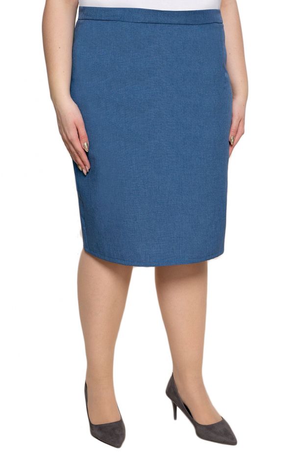 Mėlynas klasikinis lininis sijonas