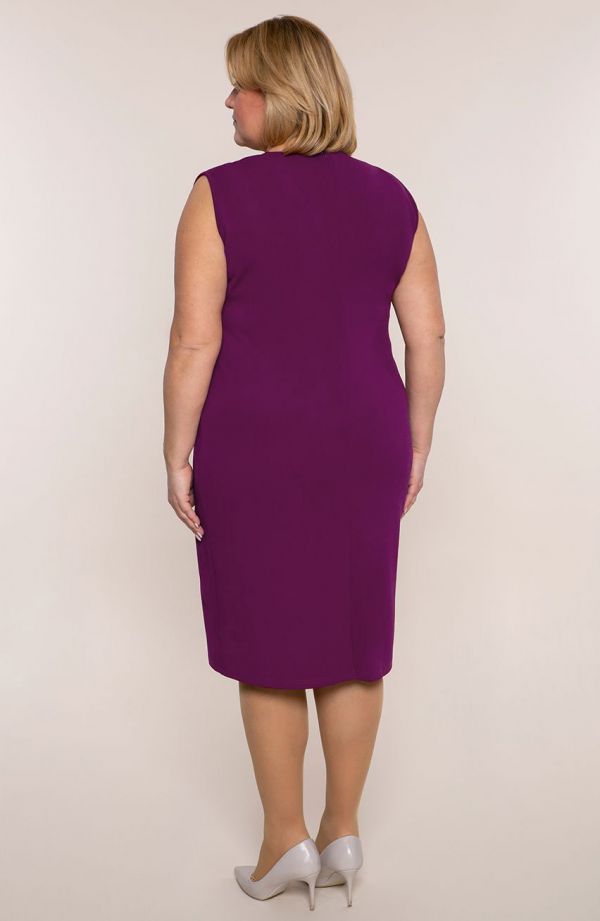 Violetinė suknelė su nėriniuota palaidine